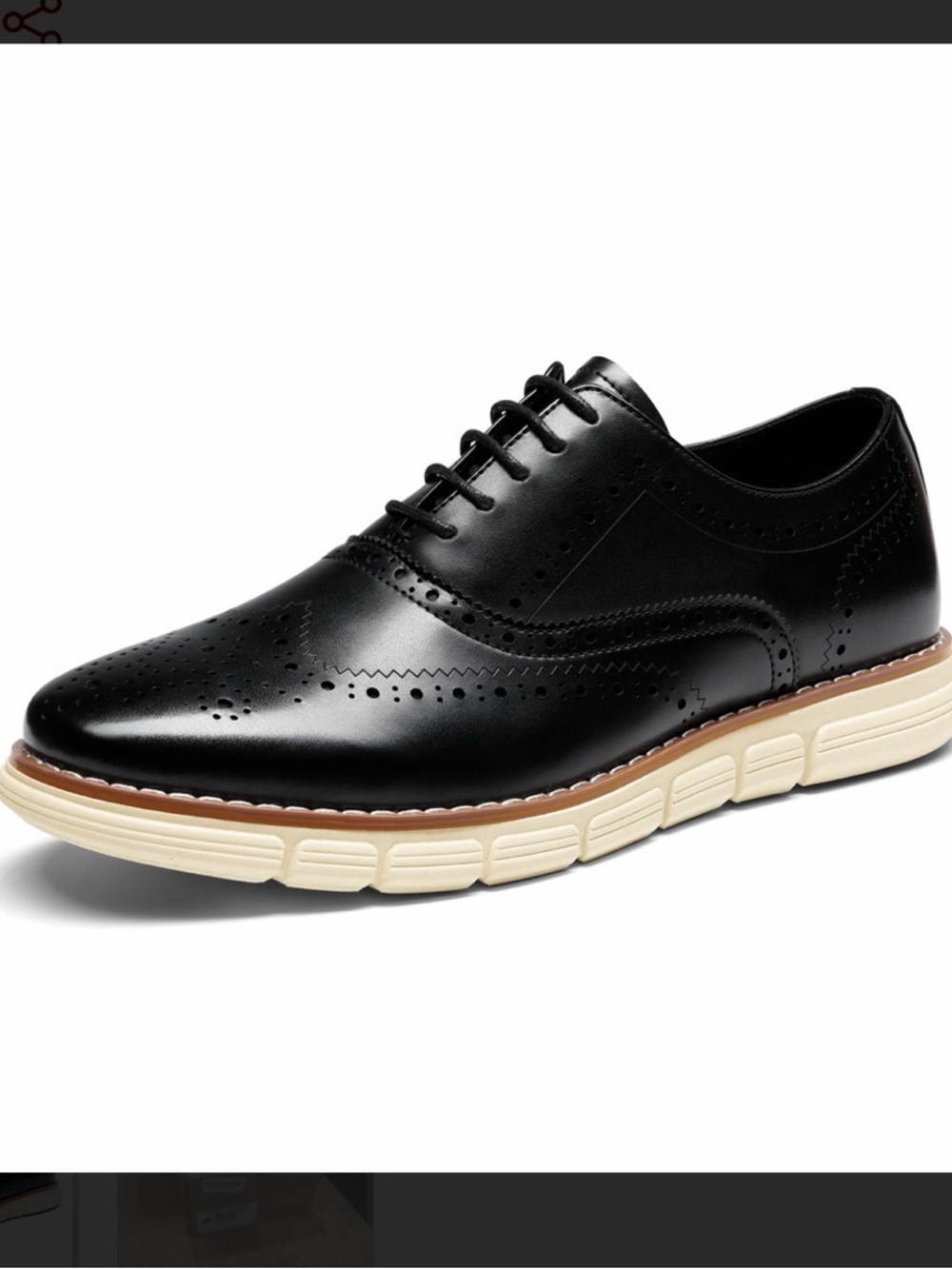 Men's Black Wingtip Derby with Cream Athletic Sole
